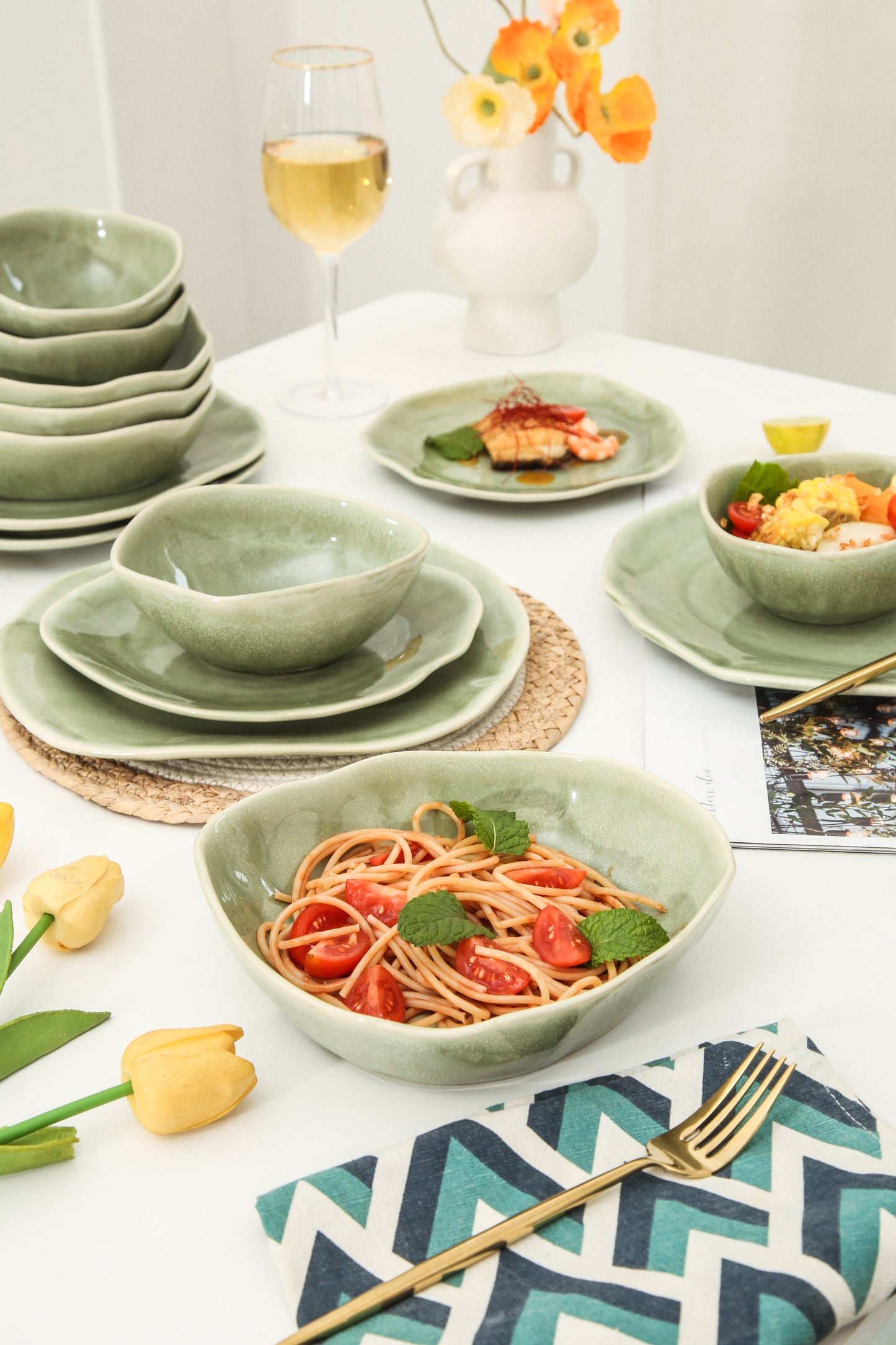 16 Piece Set Dinnerware Set-Royal Olive