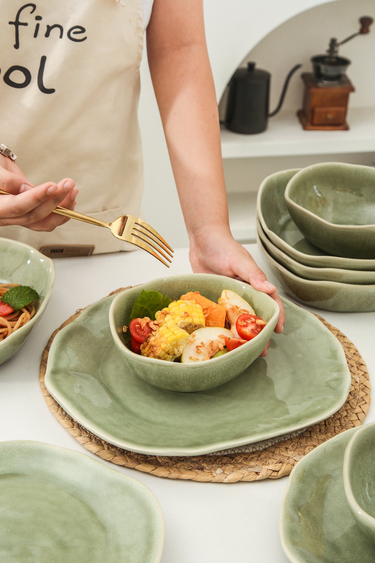 16 Piece Set Dinnerware Set-Royal Olive