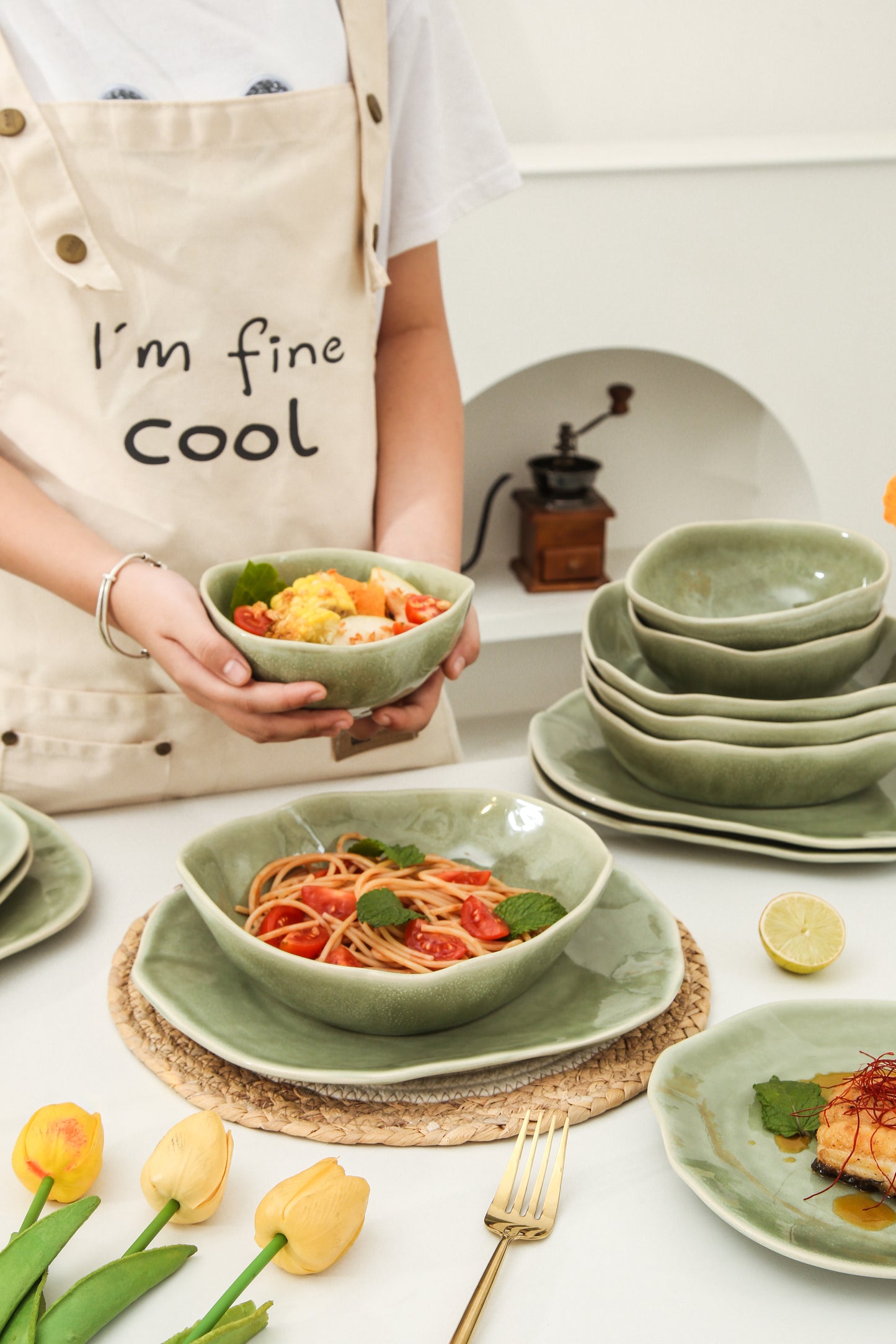 16 Piece Set Dinnerware Set-Royal Olive