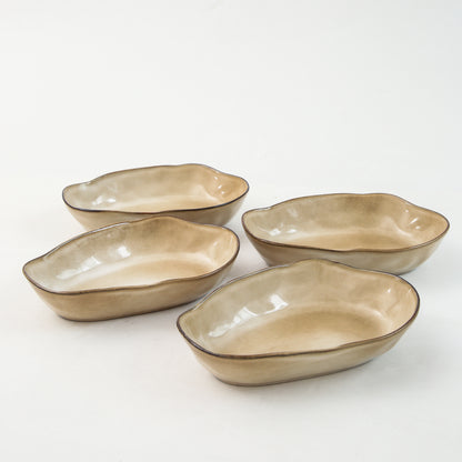 4 pcs Stoneform Oval Plate-Crema