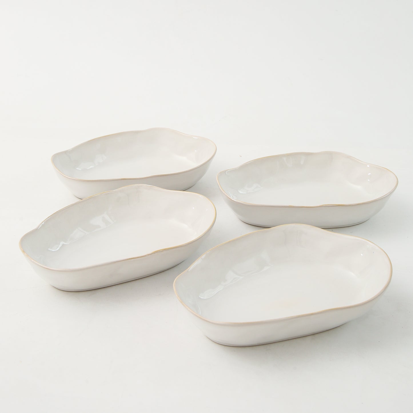 4 pcs Stoneform Oval Plate-Pearl White
