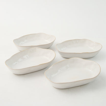 4 pcs Stoneform Oval Plate-Pearl White