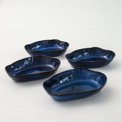 4 pcs Stoneform Oval Plate-Ocean Blue