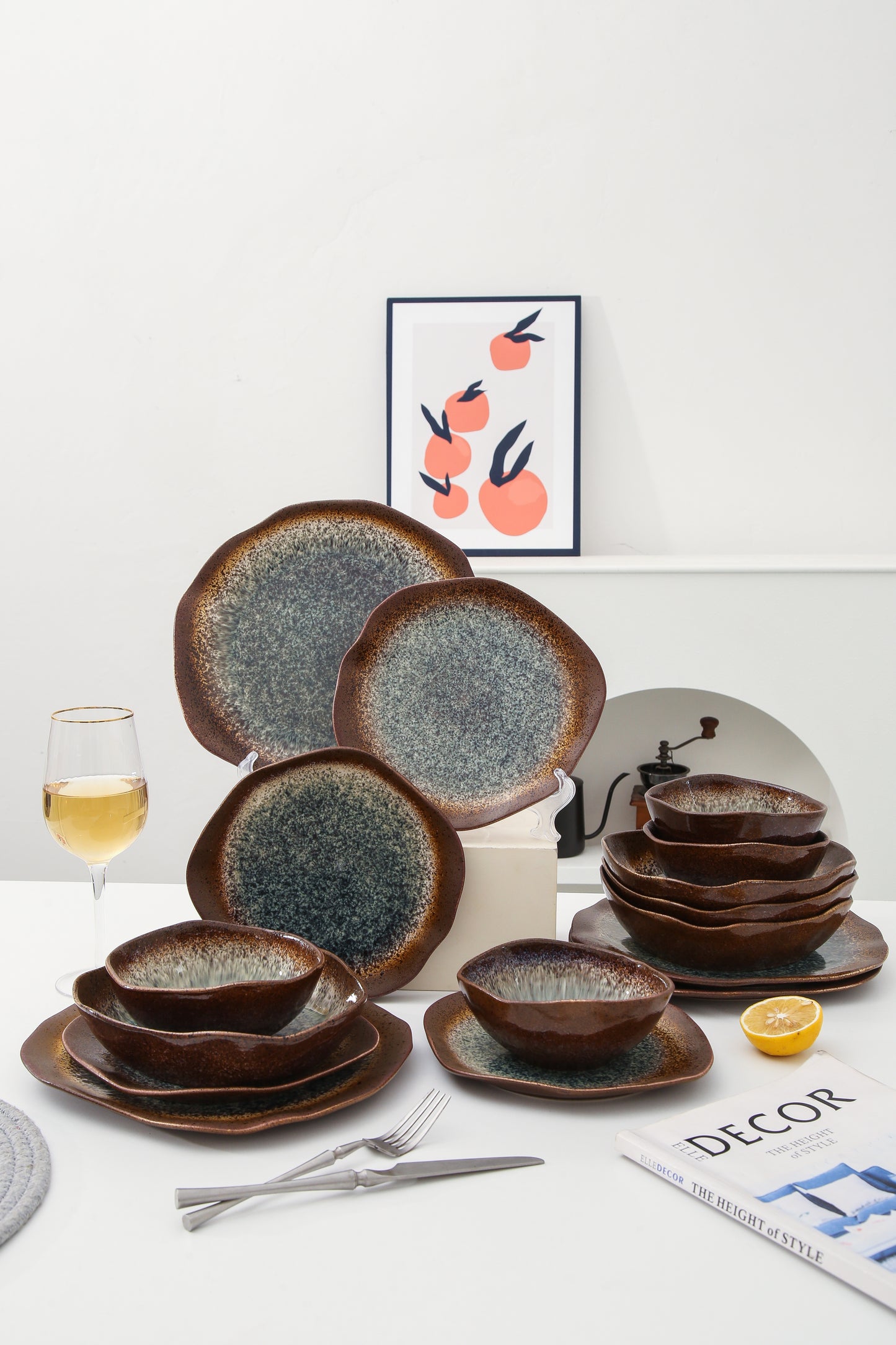 16 Piece Set Dinnerware Set-Espresso Stone