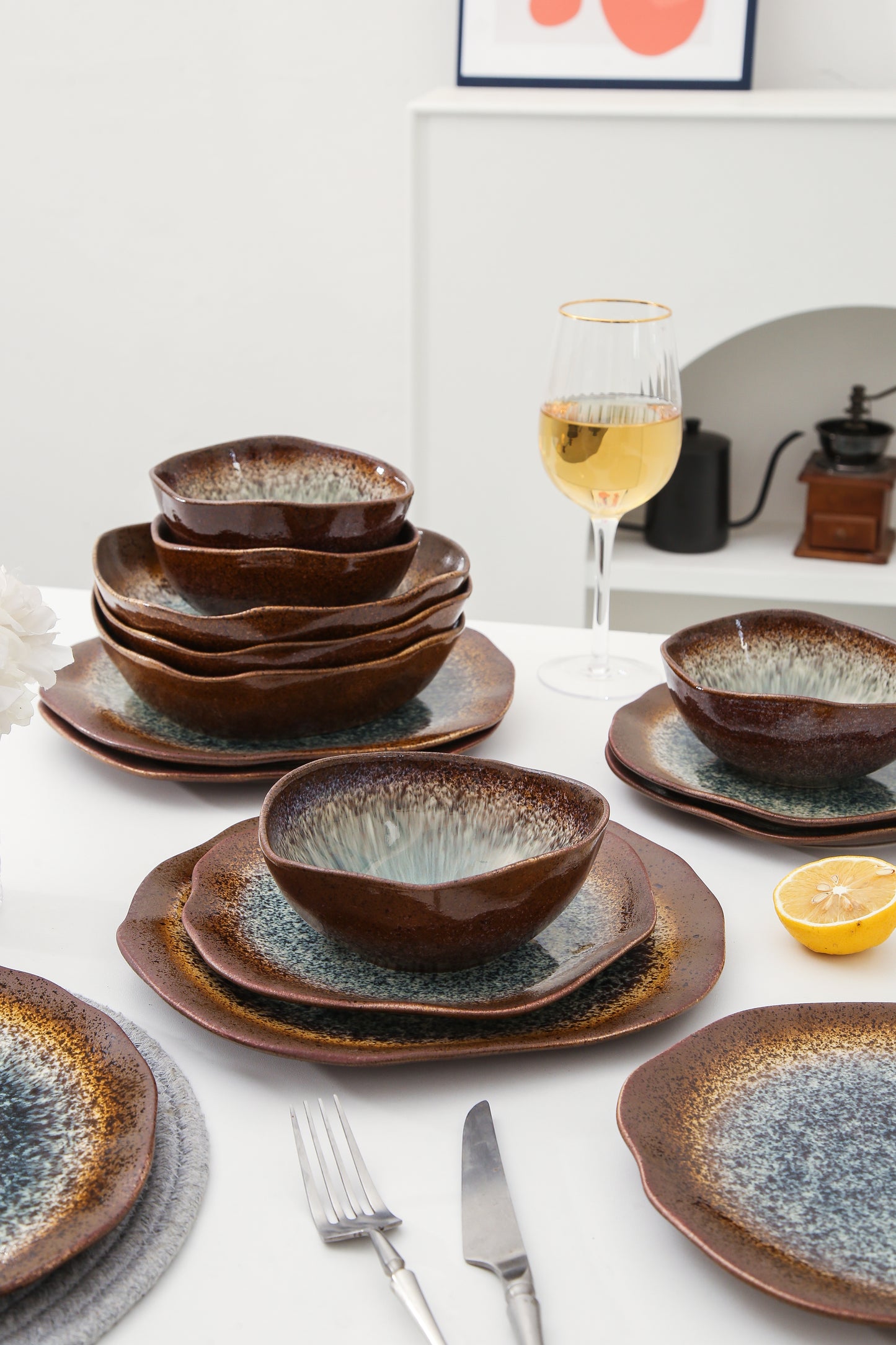 16 Piece Set Dinnerware Set-Espresso Stone