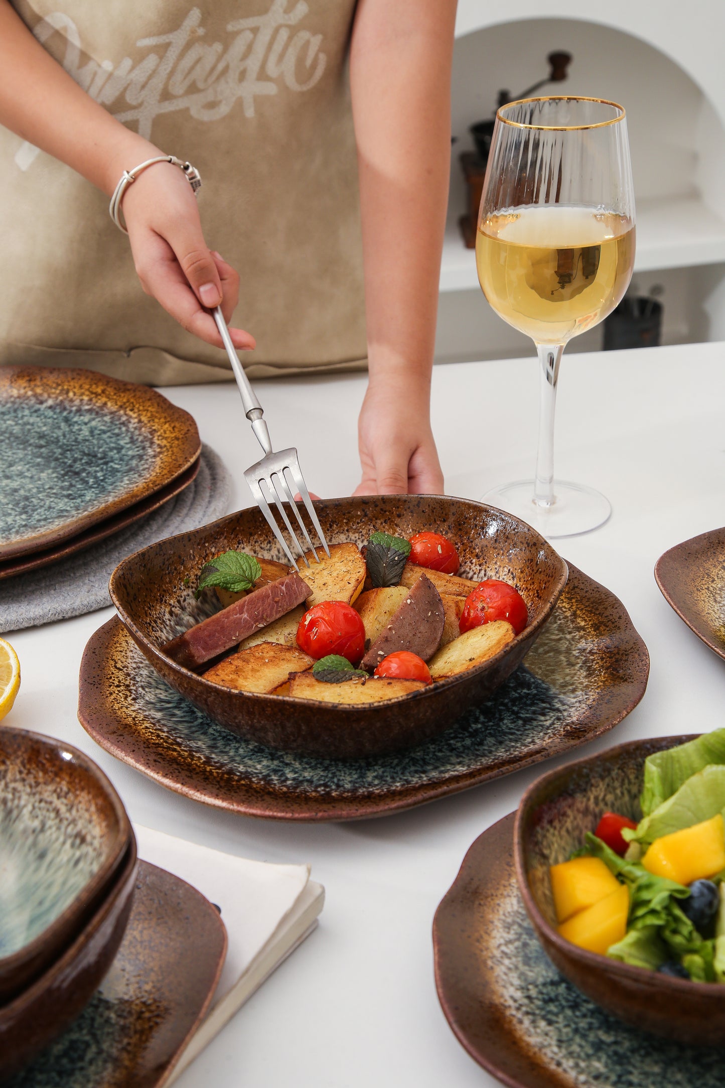 16 Piece Set Dinnerware Set-Espresso Stone