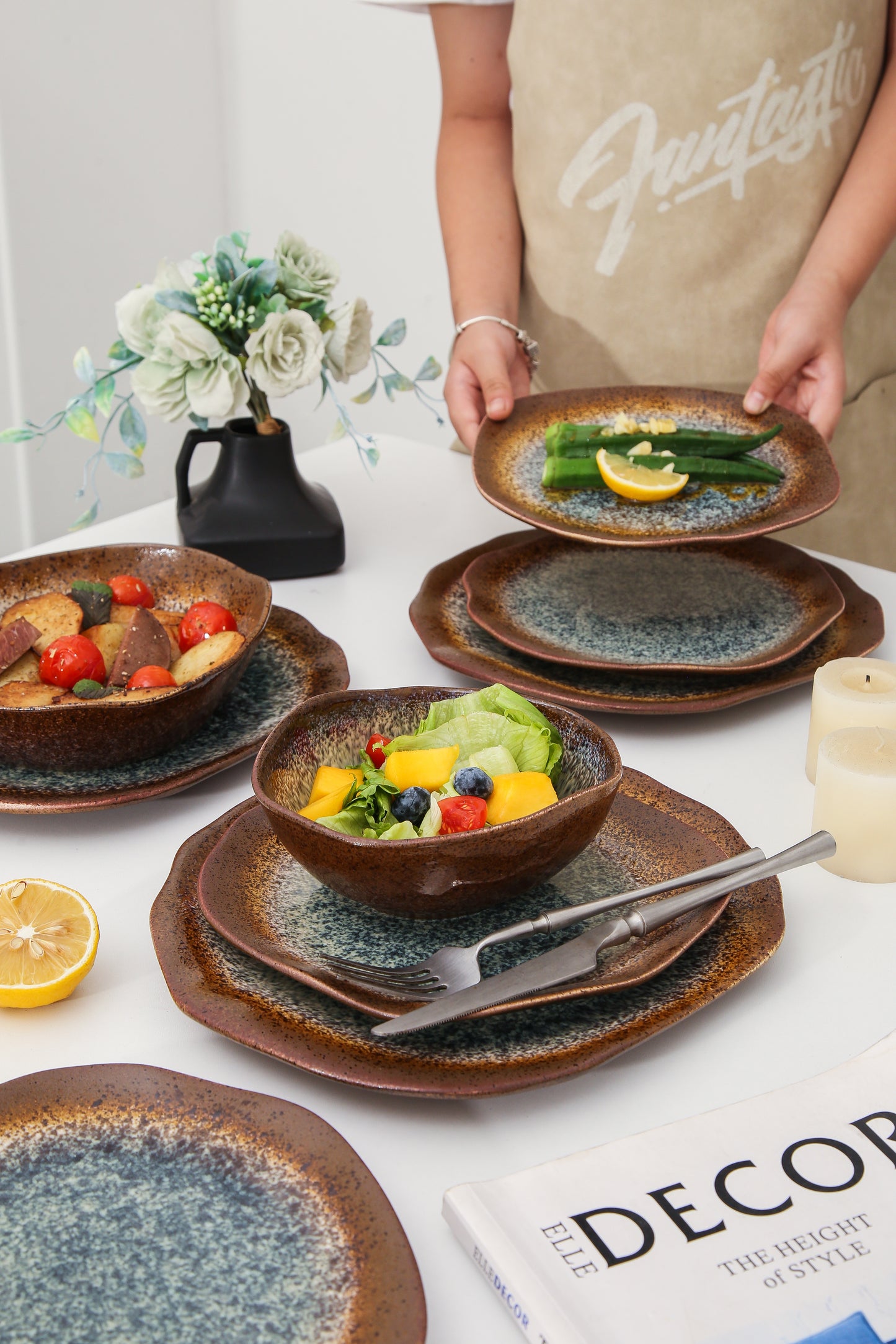 16 Piece Set Dinnerware Set-Espresso Stone