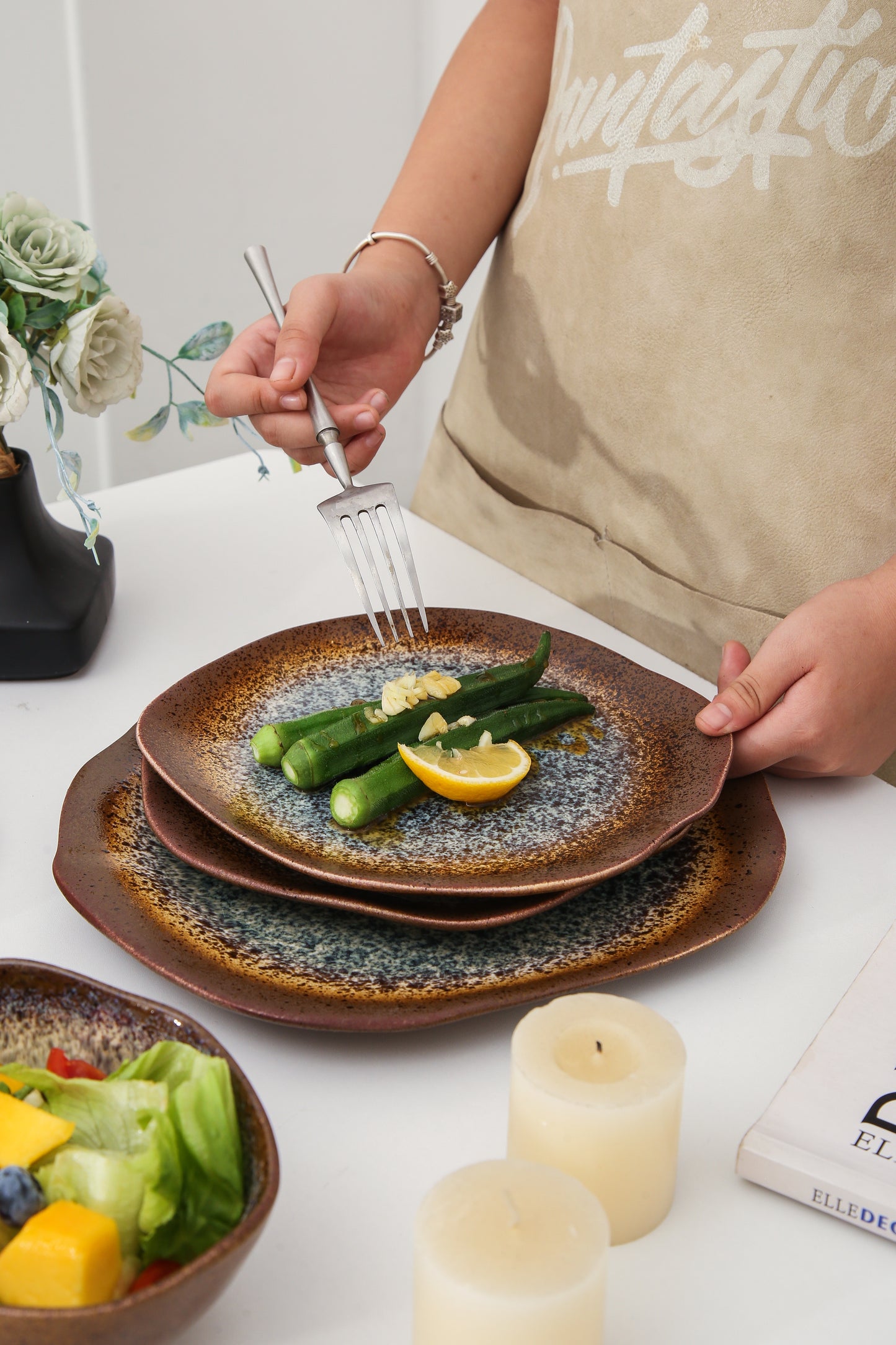 16 Piece Set Dinnerware Set-Espresso Stone