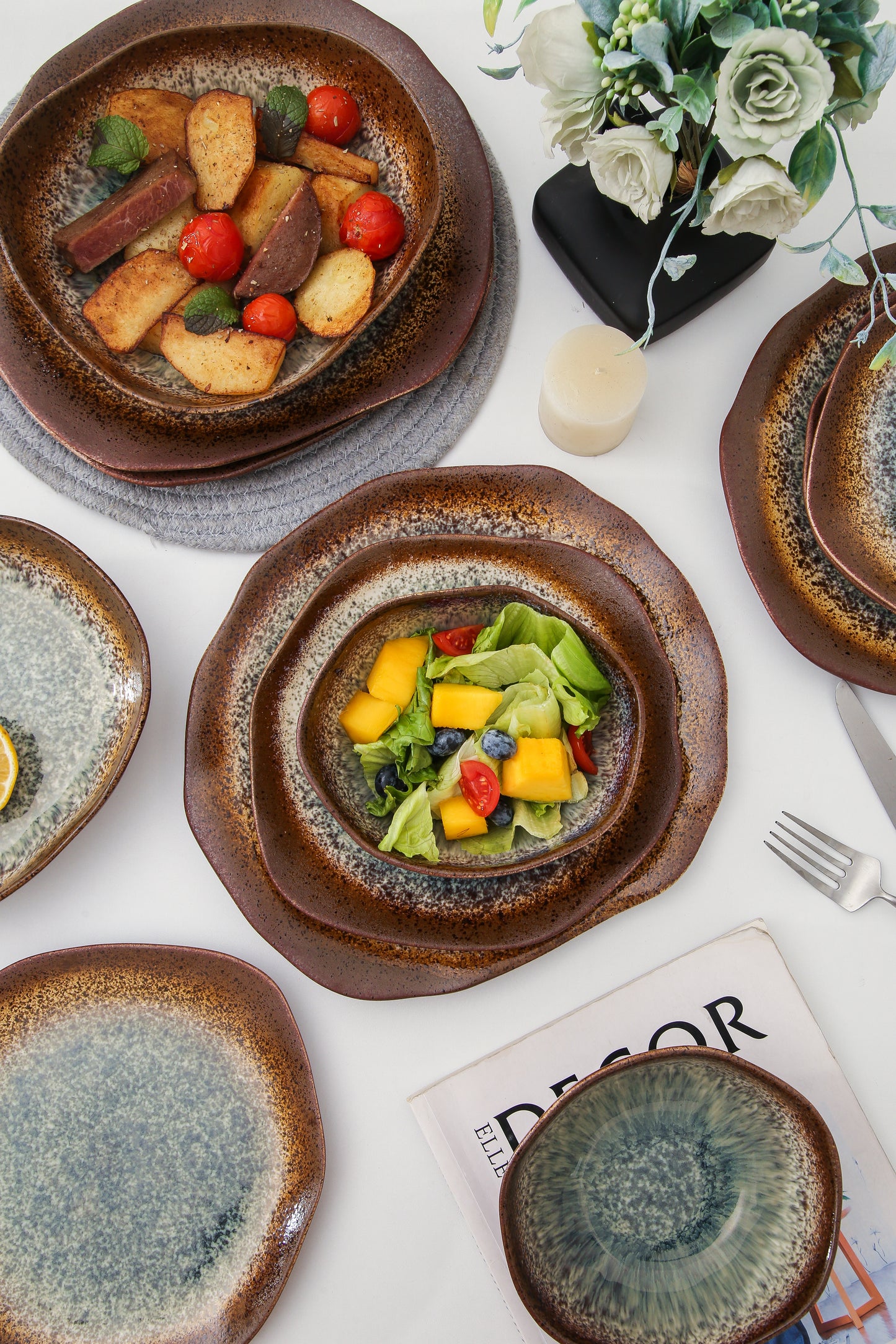 16 Piece Set Dinnerware Set-Espresso Stone