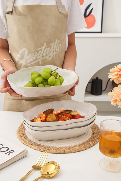 4 pcs Stoneform Oval Plate-Pearl White