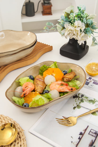 4 pcs Stoneform Oval Plate-Crema