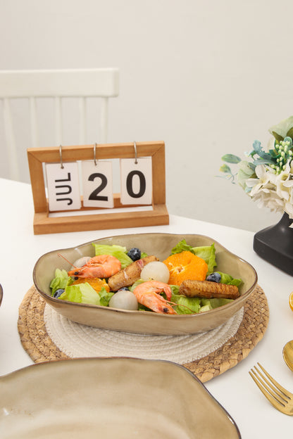 4 pcs Stoneform Oval Plate-Crema