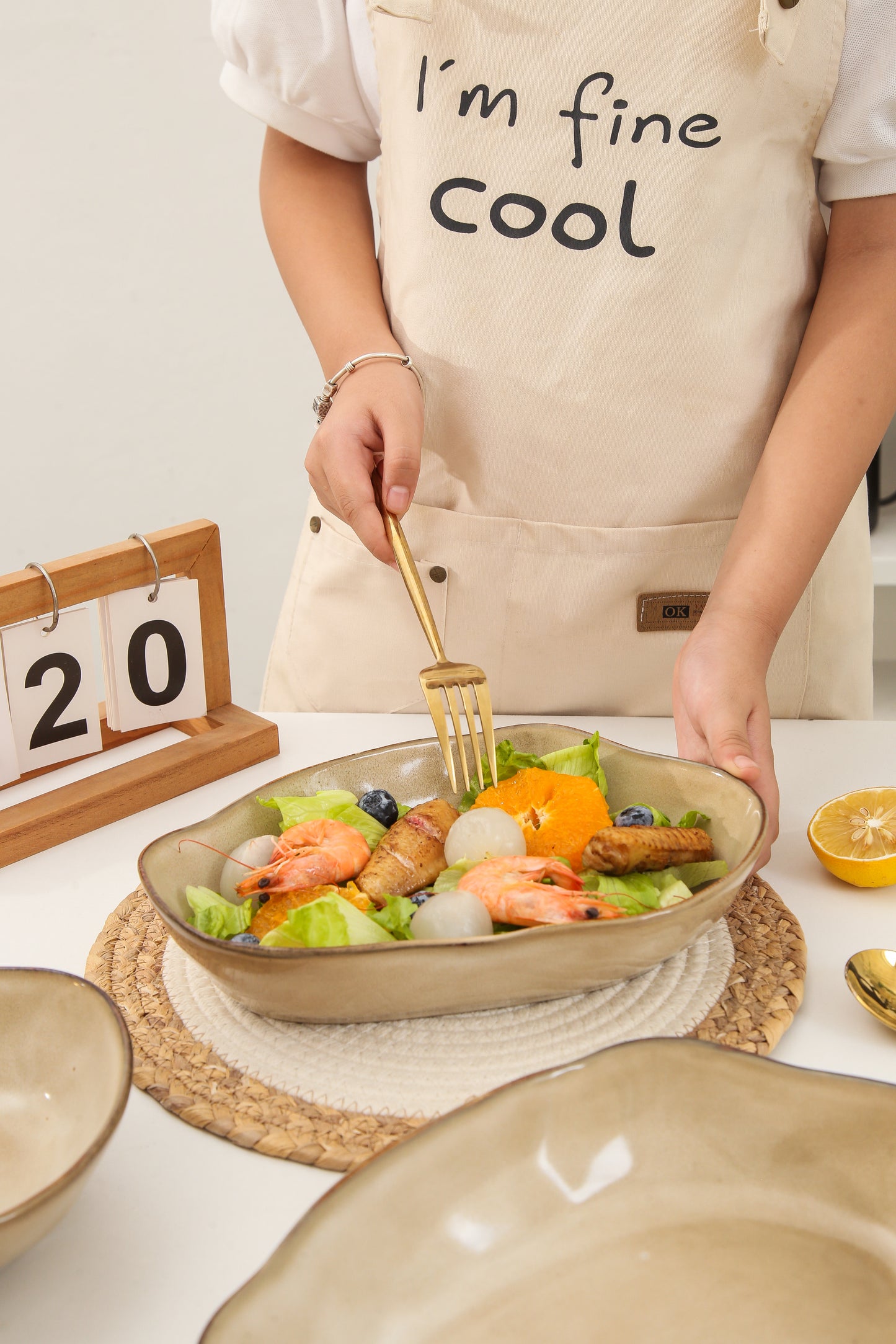 4 pcs Stoneform Oval Plate-Crema