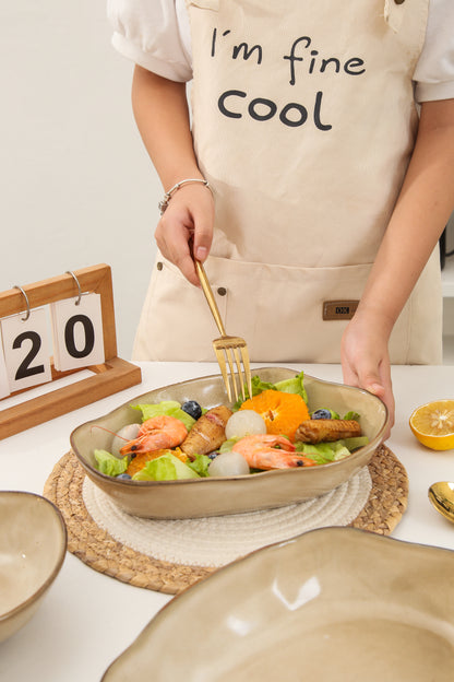 4 pcs Stoneform Oval Plate-Crema