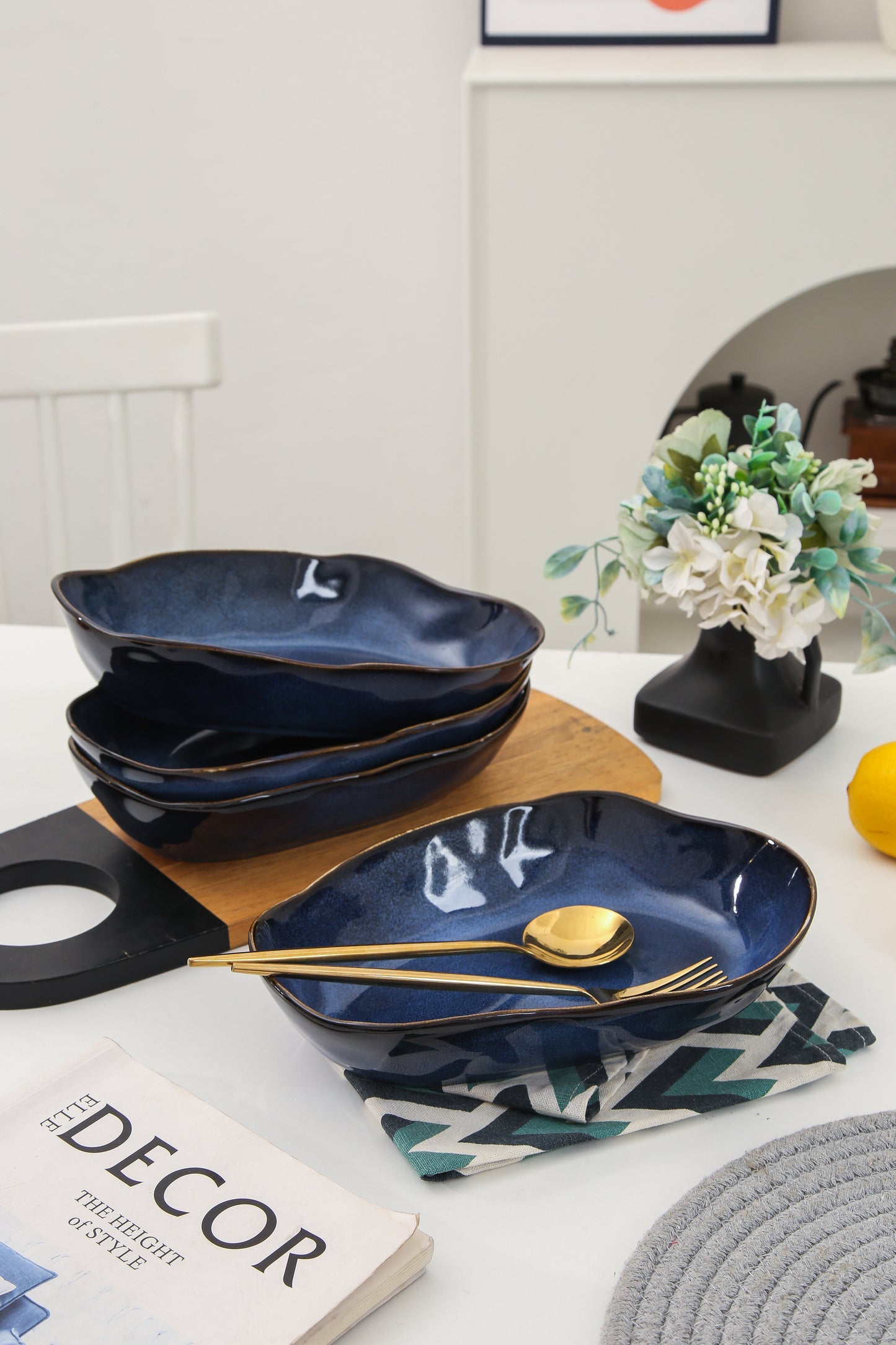 4 pcs Stoneform Oval Plate-Ocean Blue