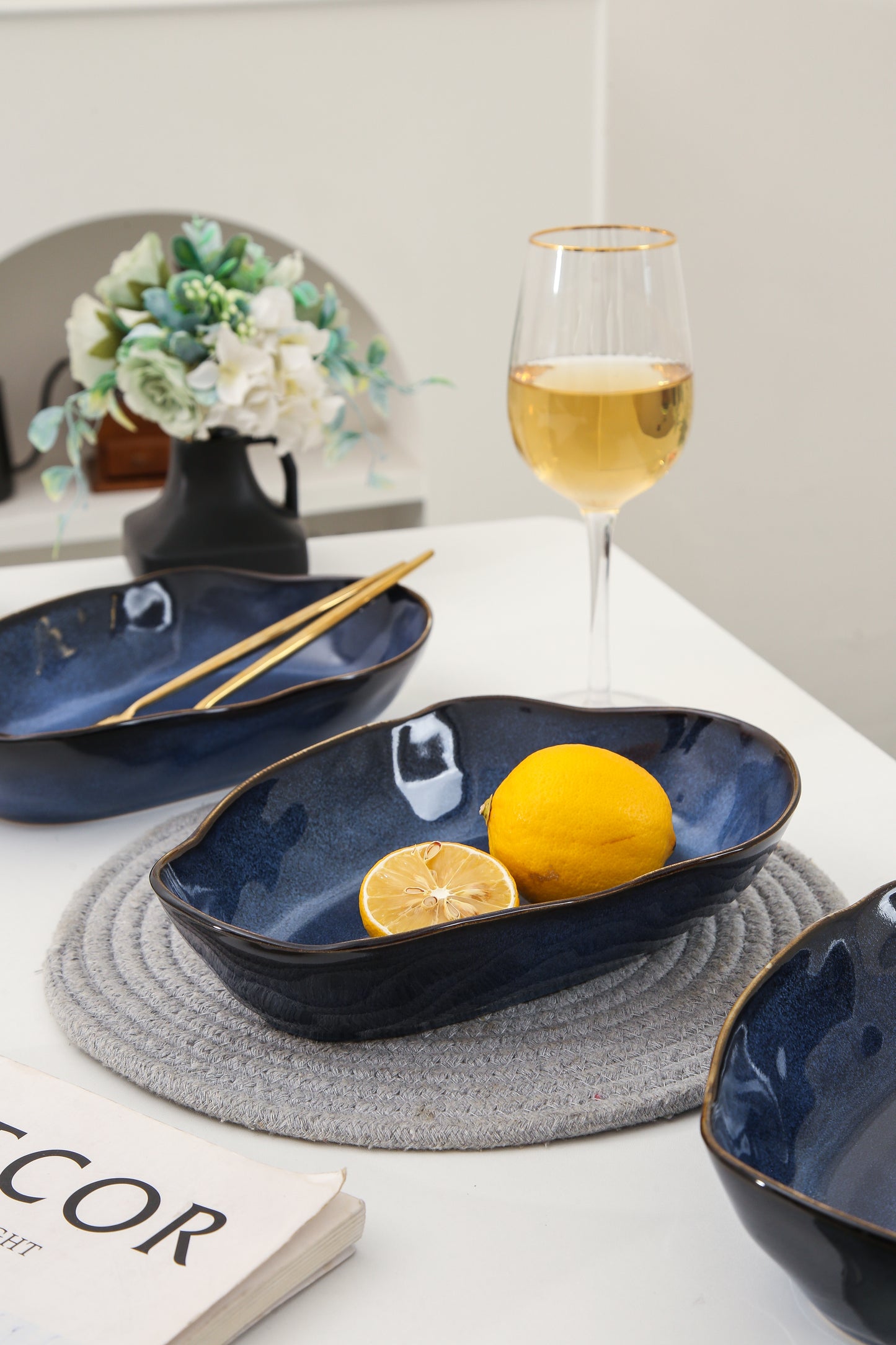 4 pcs Stoneform Oval Plate-Ocean Blue