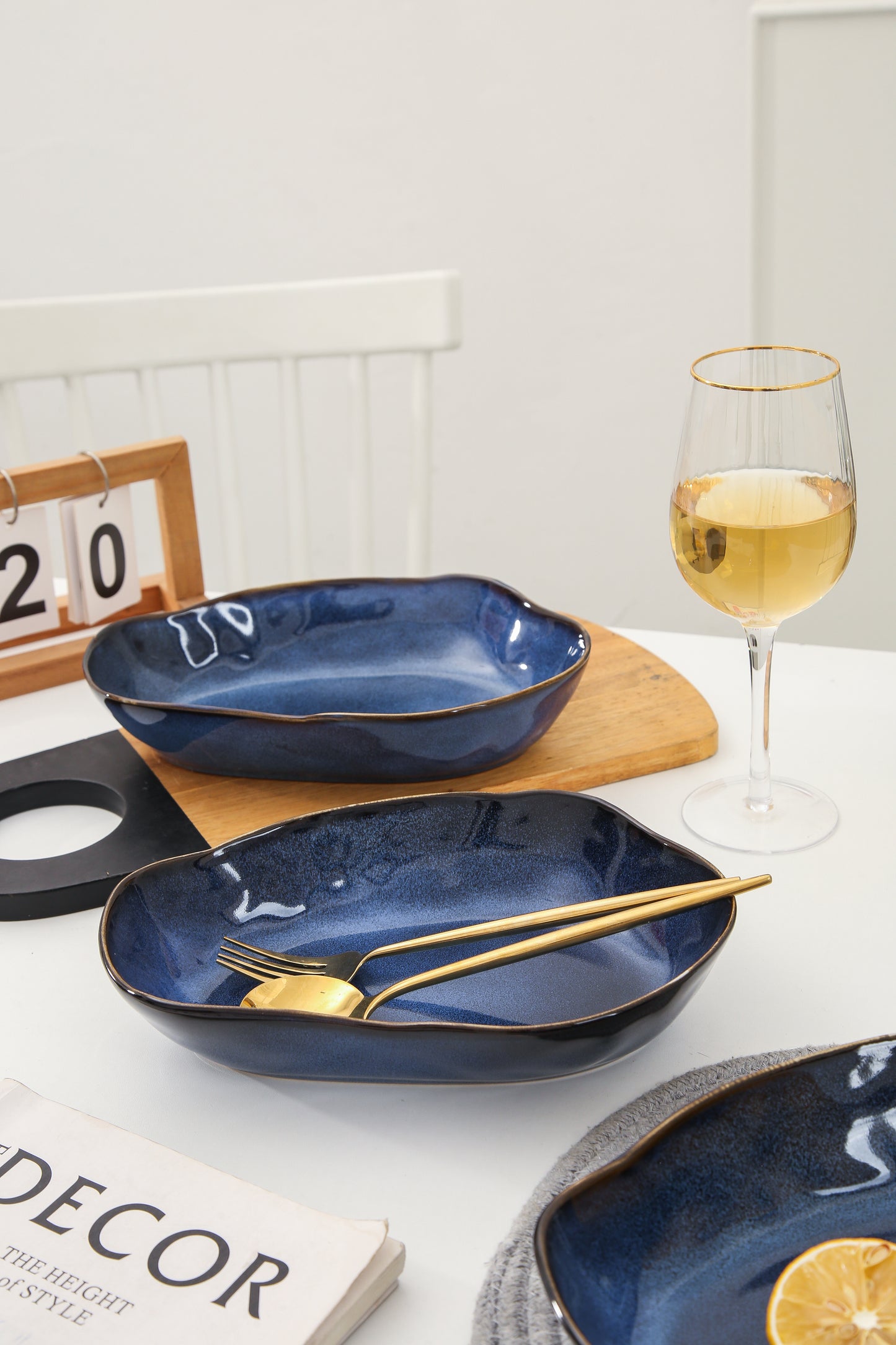 4 pcs Stoneform Oval Plate-Ocean Blue