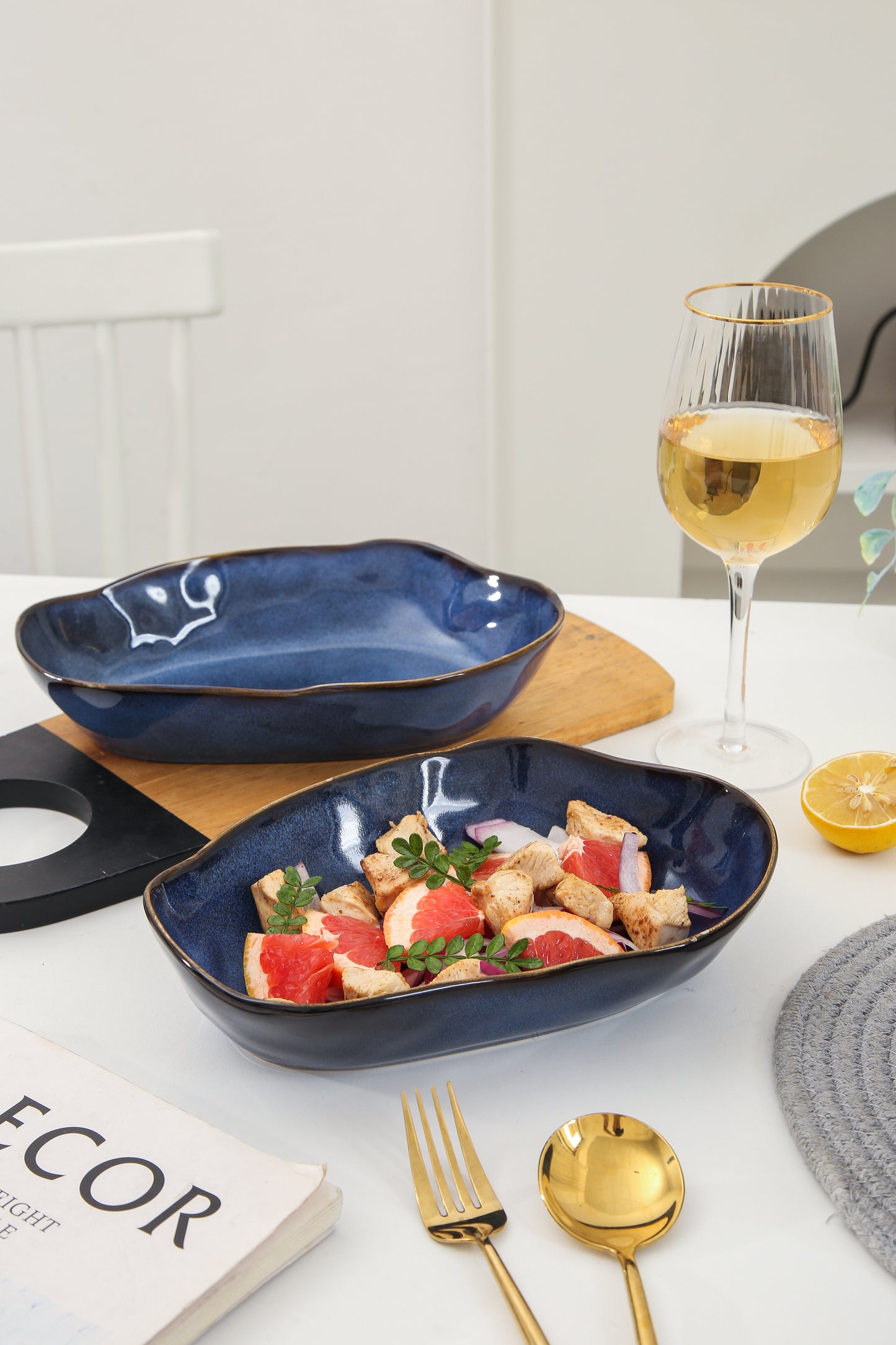 4 pcs Stoneform Oval Plate-Ocean Blue