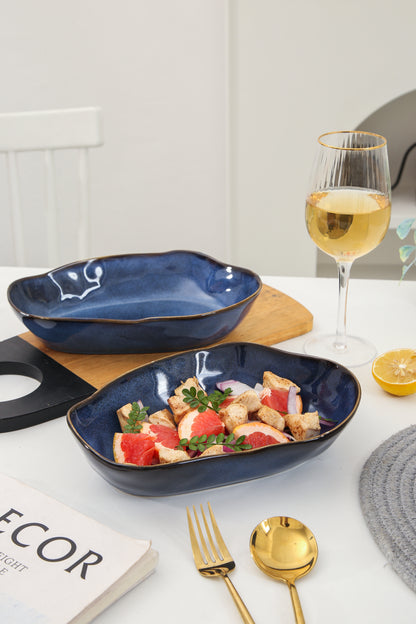 4 pcs Stoneform Oval Plate-Ocean Blue