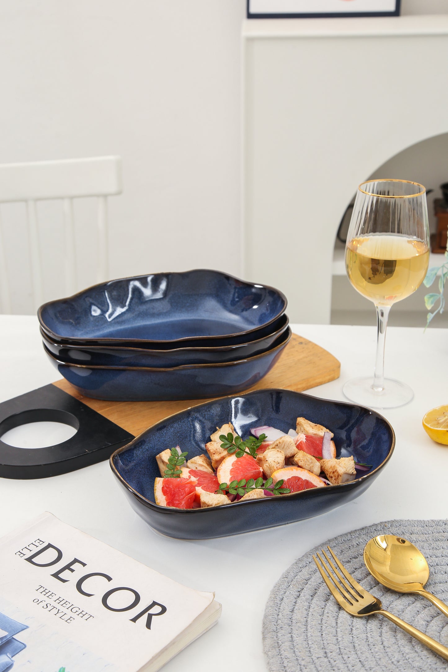 4 pcs Stoneform Oval Plate-Ocean Blue