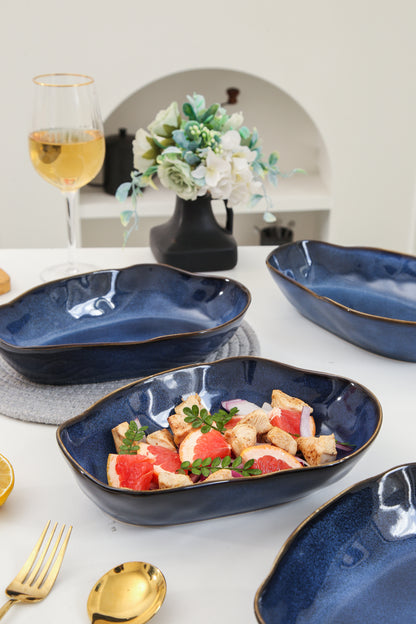 4 pcs Stoneform Oval Plate-Ocean Blue