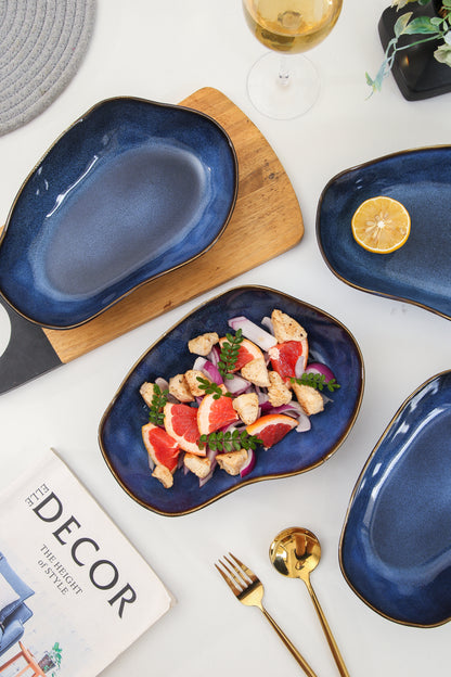 4 pcs Stoneform Oval Plate-Ocean Blue