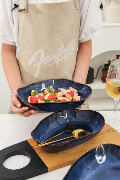 4 pcs Stoneform Oval Plate-Ocean Blue