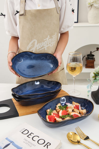 4 pcs Stoneform Oval Plate-Ocean Blue