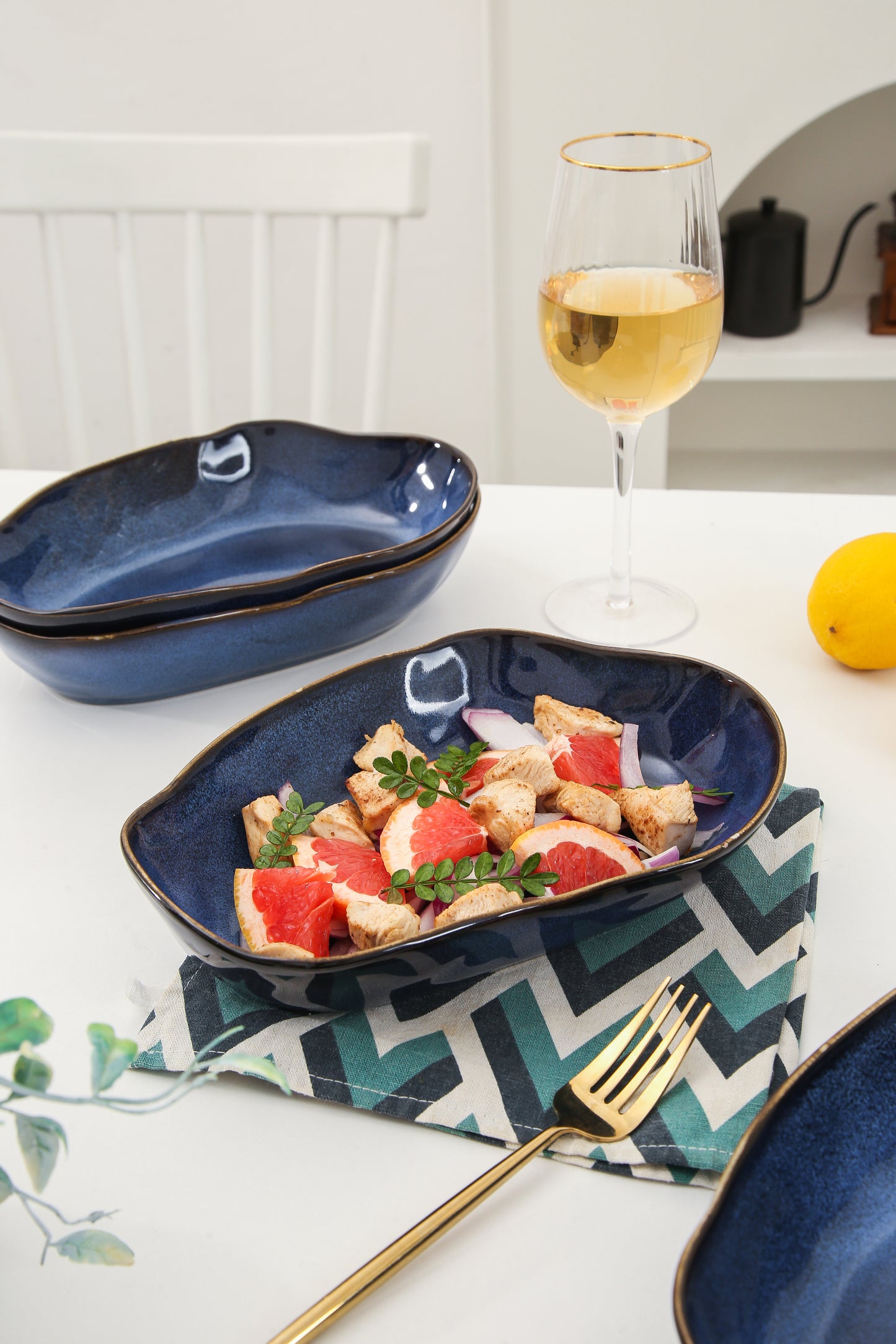 4 pcs Stoneform Oval Plate-Ocean Blue