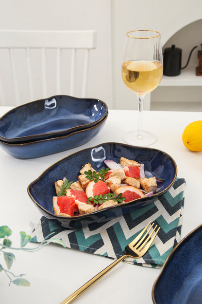 4 pcs Stoneform Oval Plate-Ocean Blue