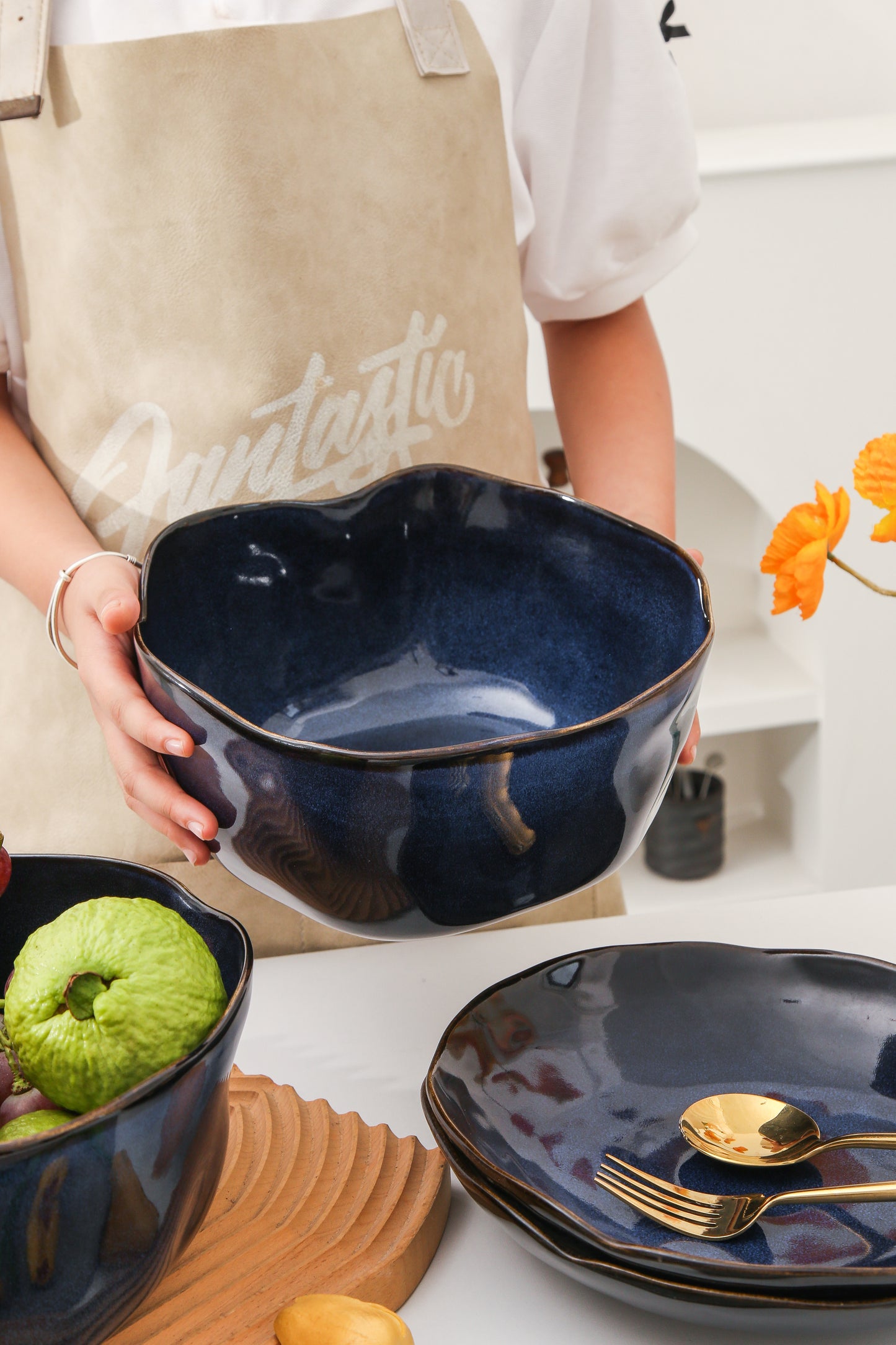 2 pcs Organic Deep Bowl- Ocean Blue