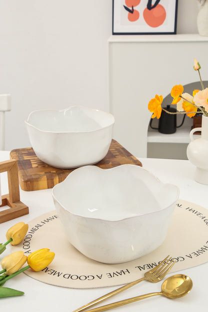 2 pcs Organic Deep Bowl-Pearl White