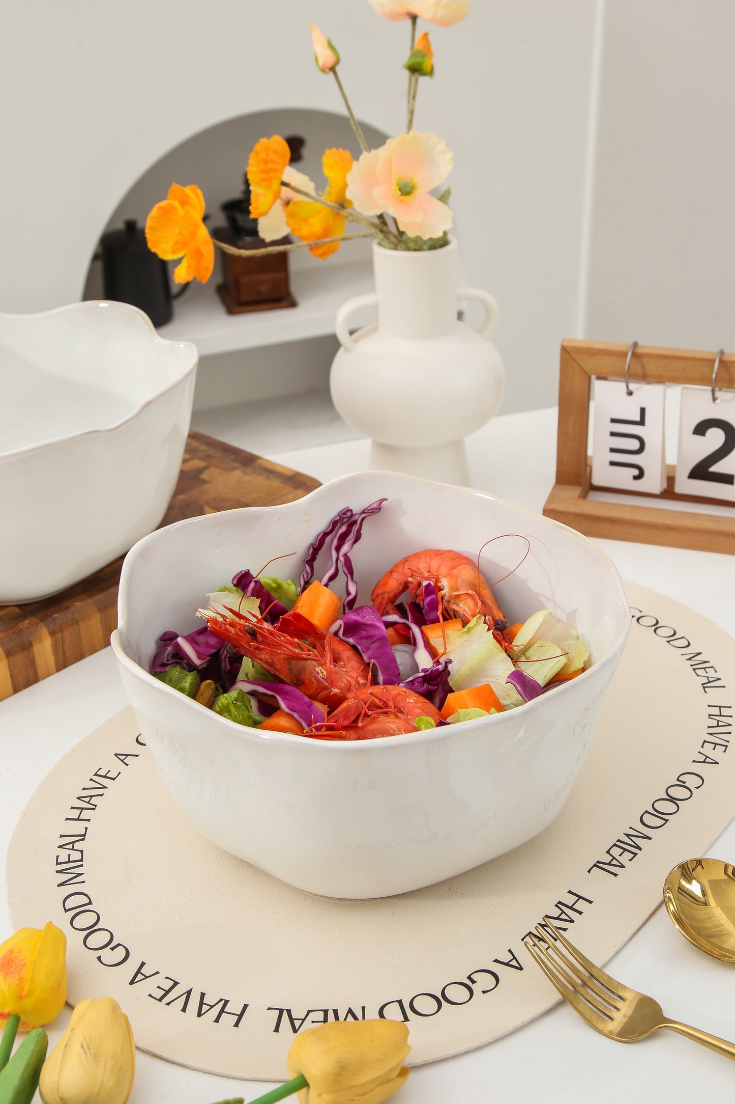 2 pcs Organic Deep Bowl-Pearl White