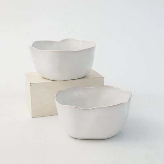 2 pcs Organic Deep Bowl-Pearl White