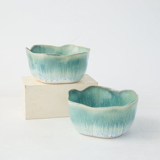 2 pcs Organic Deep Bowl- Aqua Blue