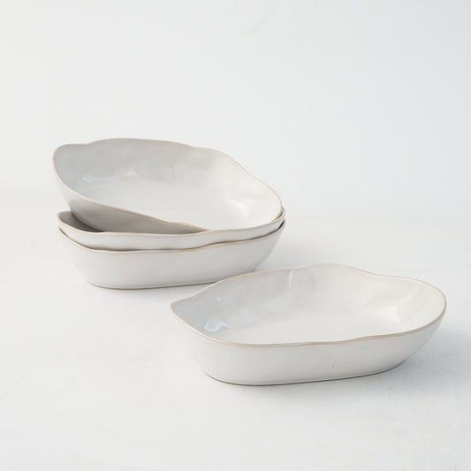 4 pcs Stoneform Oval Plate-Pearl White