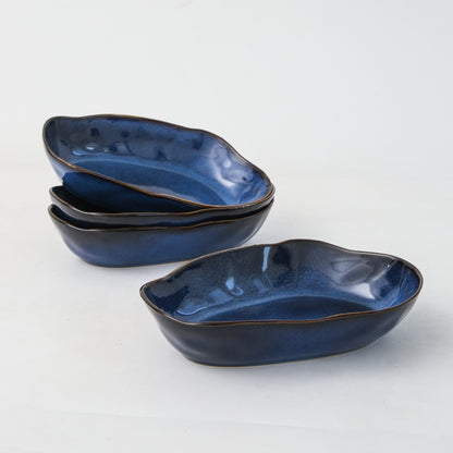 4 pcs Stoneform Oval Plate-Ocean Blue