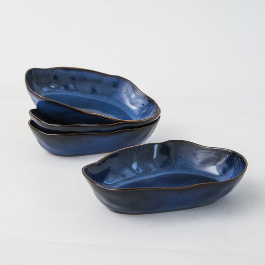 4 pcs Stoneform Oval Plate-Ocean Blue