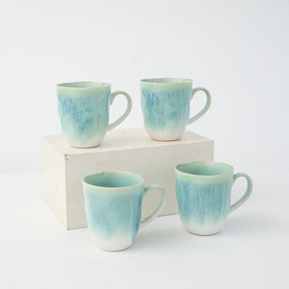4-Piece Stoneware Mug Set in Aqua Blue