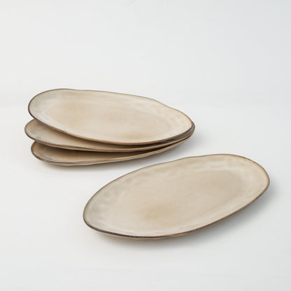 3-Piece Stoneware Serving Platter Set in Crema
