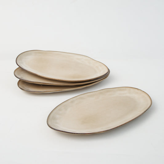 3-Piece Stoneware Serving Platter Set in Crema