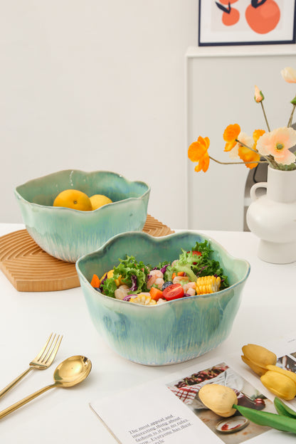2 pcs Organic Deep Bowl- Aqua Blue