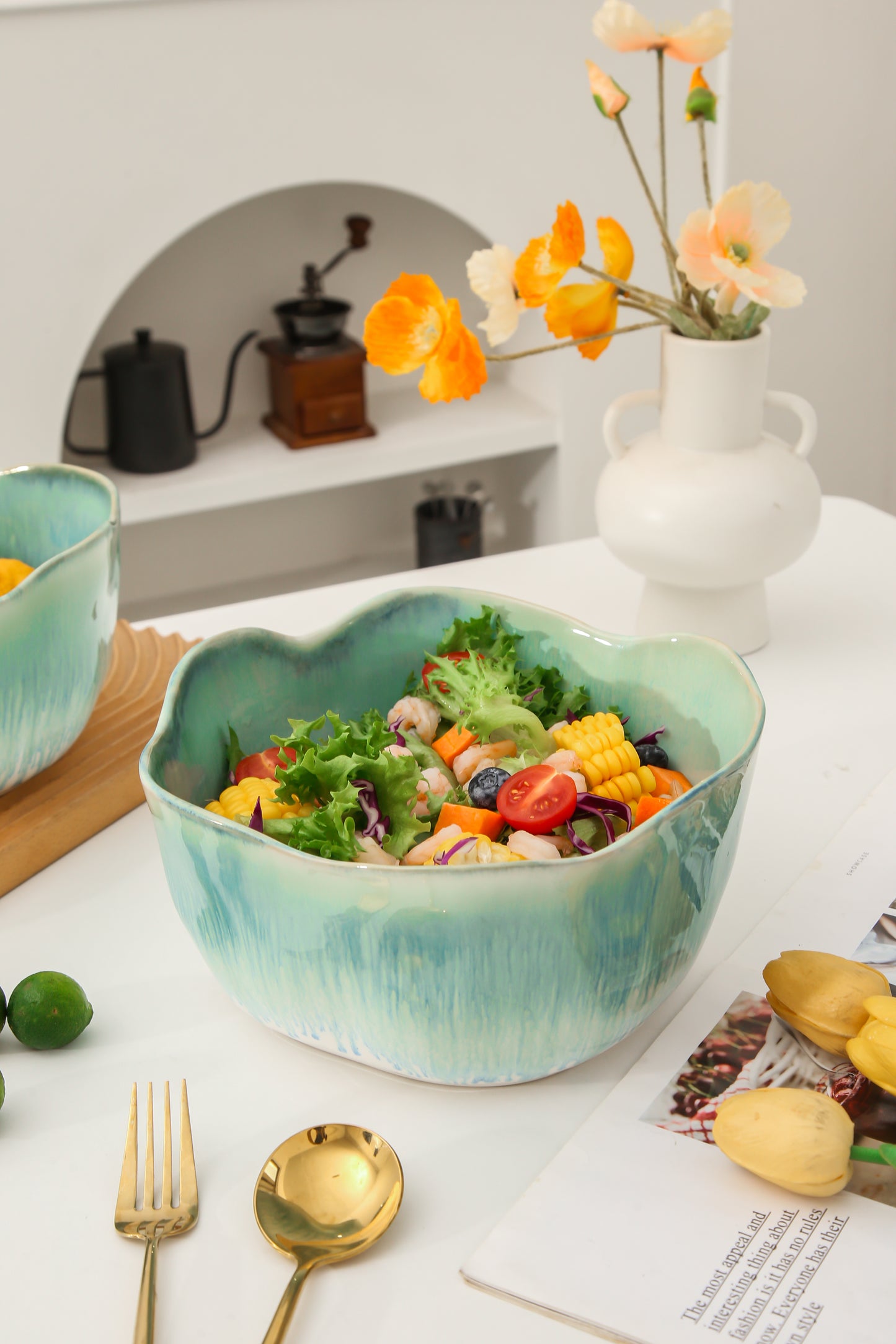 2 pcs Organic Deep Bowl- Aqua Blue