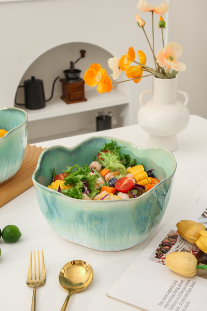 2 pcs Organic Deep Bowl- Aqua Blue