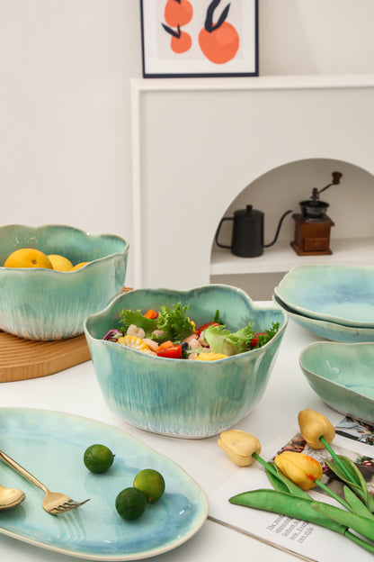 2 pcs Organic Deep Bowl- Aqua Blue