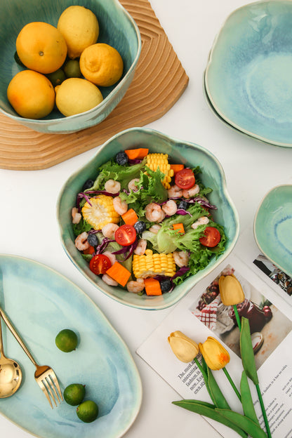 2 pcs Organic Deep Bowl- Aqua Blue