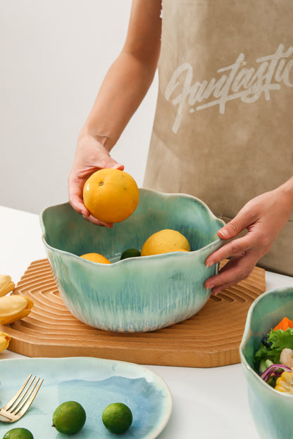 2 pcs Organic Deep Bowl- Aqua Blue