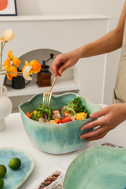 2 pcs Organic Deep Bowl- Aqua Blue