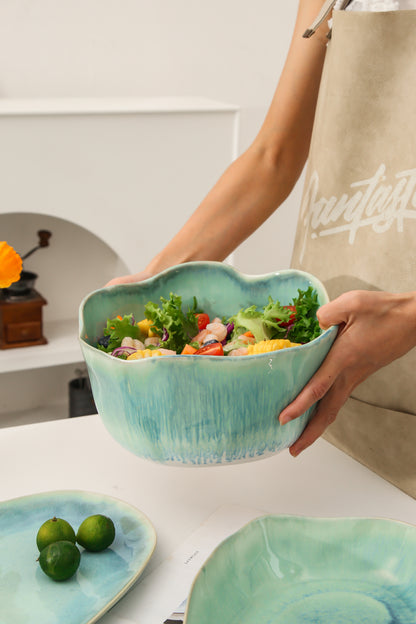 2 pcs Organic Deep Bowl- Aqua Blue