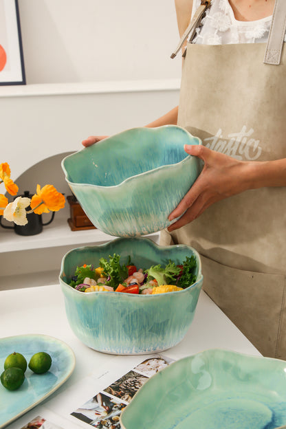 2 pcs Organic Deep Bowl- Aqua Blue